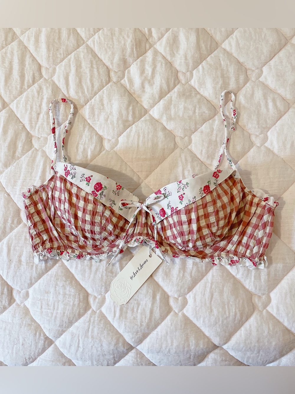 ྀིྀིྀིྀིྀི for love and lemons georgia floral gingham underwire bra